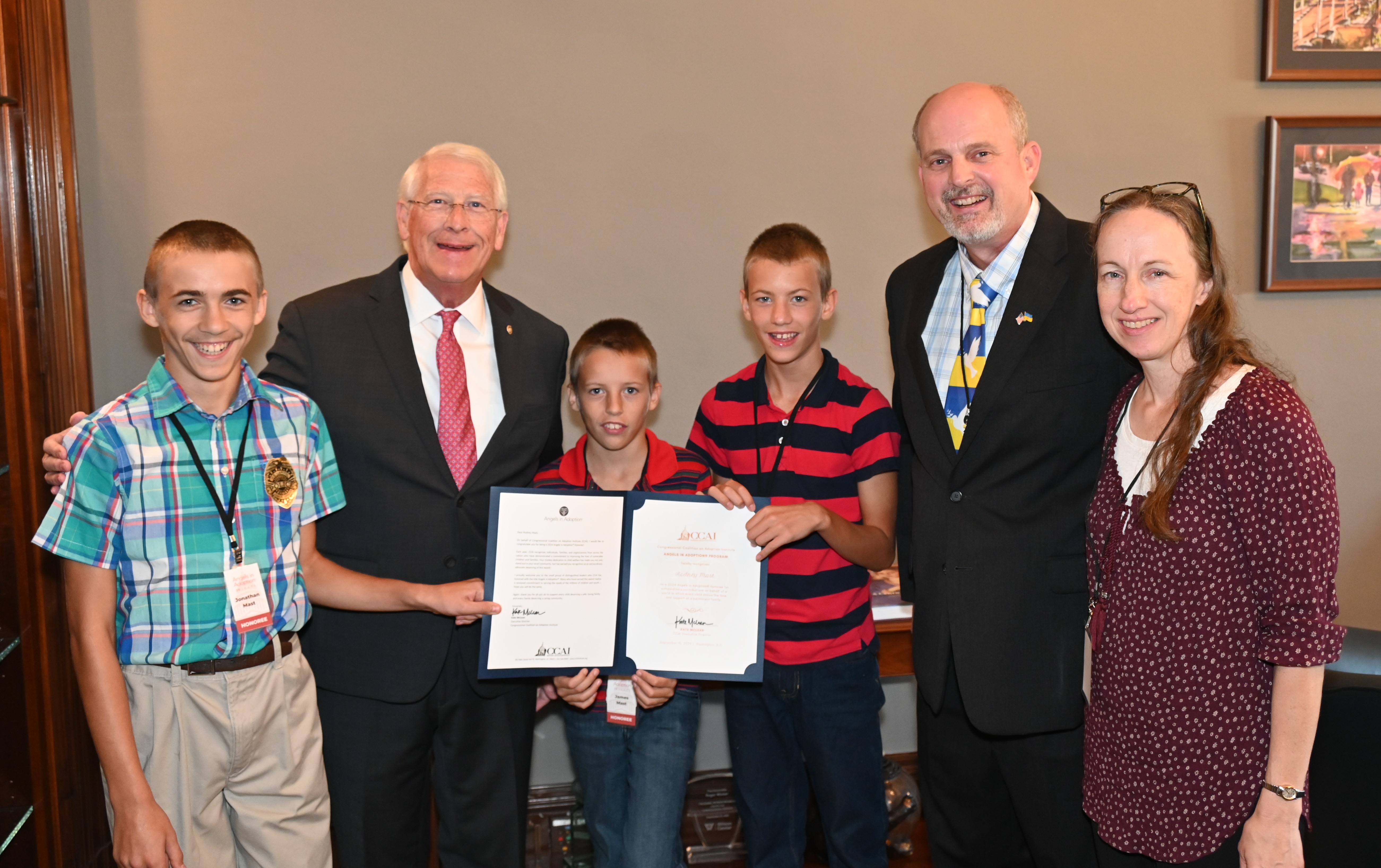 Senator Wicker Honors Rodney Mast as “Angel in Adoption”